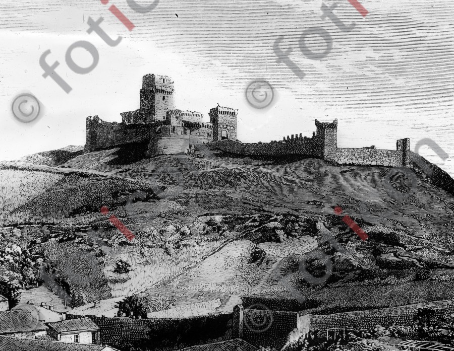 Burg &quot;Rocca Maggiore&quot; | Rocca Maggiore Castle - Foto simon-139-003-sw.jpg | foticon.de - Bilddatenbank für Motive aus Geschichte und Kultur
